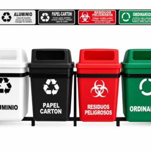 Punto Ecológico 180Ltrs tapa alta, 4 puestos