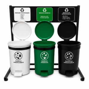 Punto Ecológico tapa pedal 13 Ltrs, 3 puestos