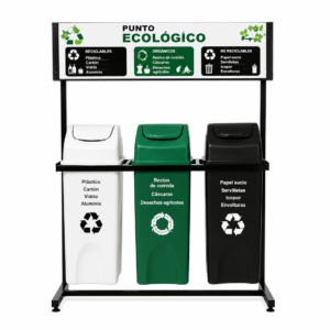 Punto Ecológico de 35 Ltrs vaivén, 3 puestos con techo.