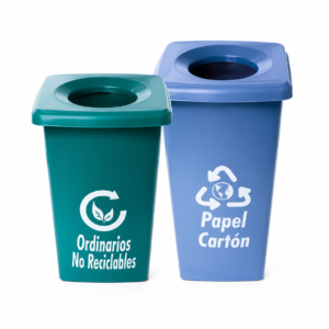Papelera 80Ltrs tapa agujero Rectangular
