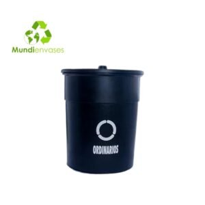 Papelera 160 Ltrs tapa plana cilíndrica