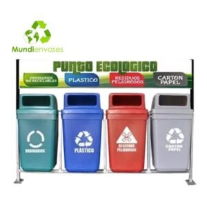 Punto Ecológico 100Ltrs tapa alta, 4 puestos.