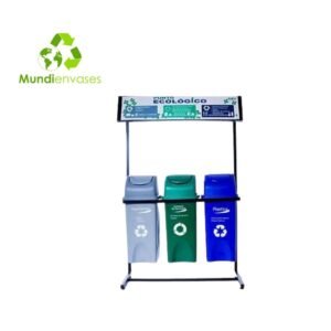 Punto Ecológico de 35 Ltrs vaivén, 3 puestos con techo.